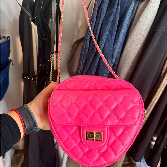Handbags - Pink Quilted Heart-Shaped Women's Bag